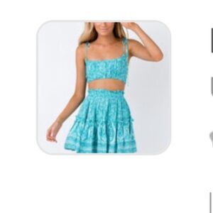 Princess Polly Turquoise Bruise Ink Crop Top & Skirt Set